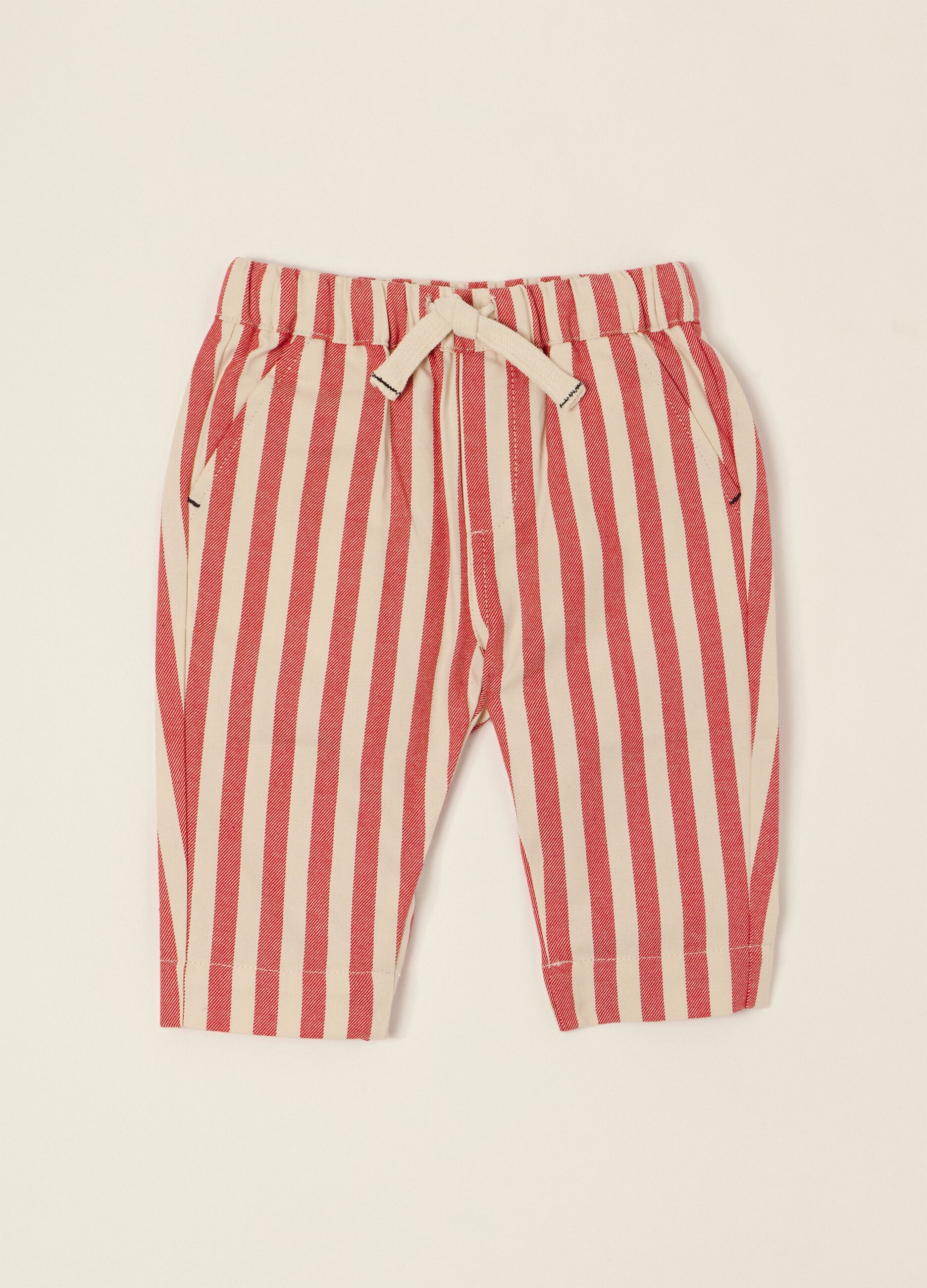Multicolour striped pure cotton baby trousers, regular fit