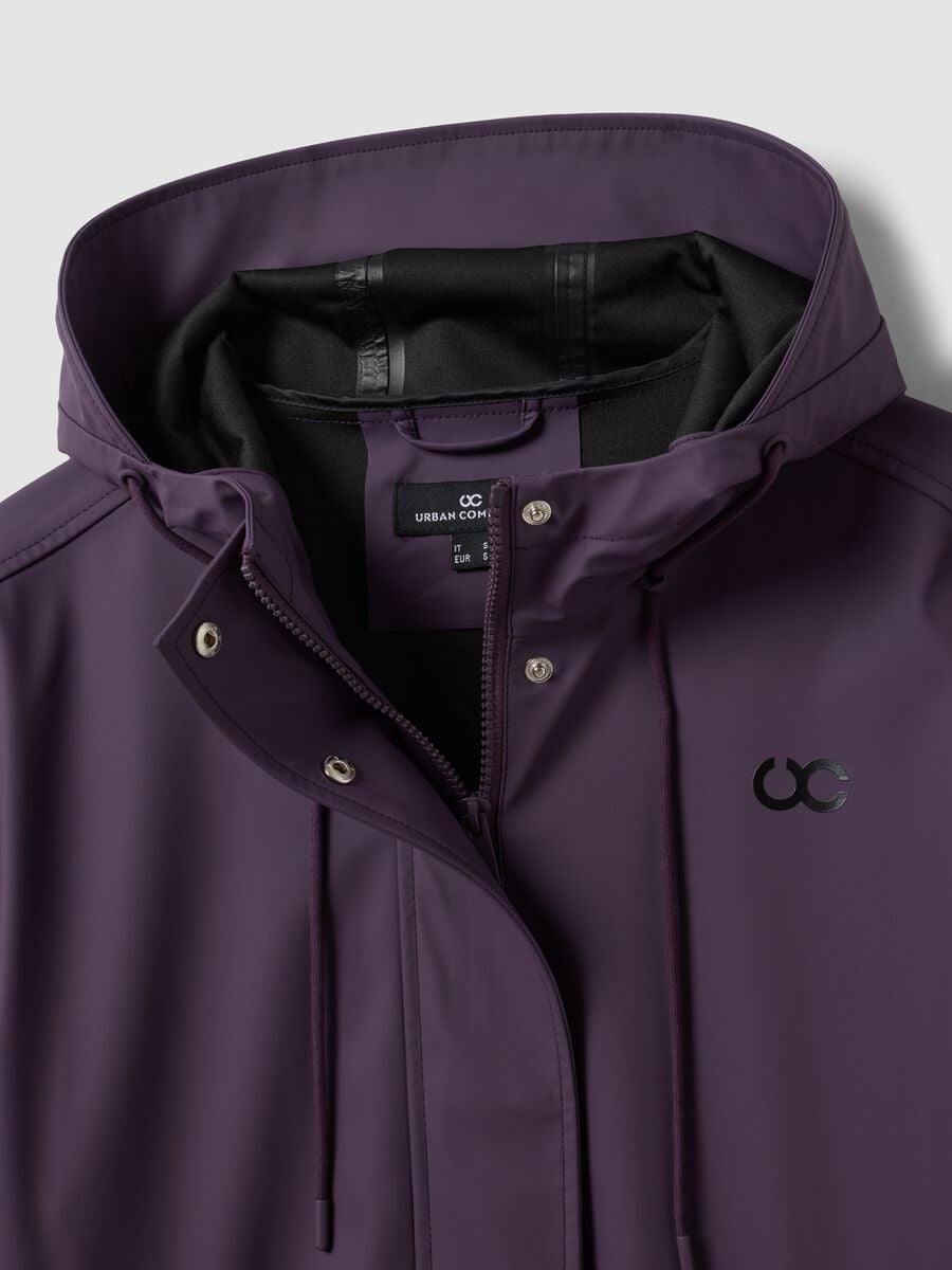 Giacca lunga viola con cappuccio e zip_6