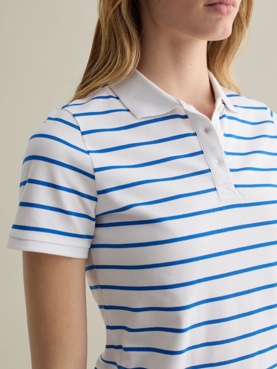 Light blue and white striped polo shirt in piquet_2
