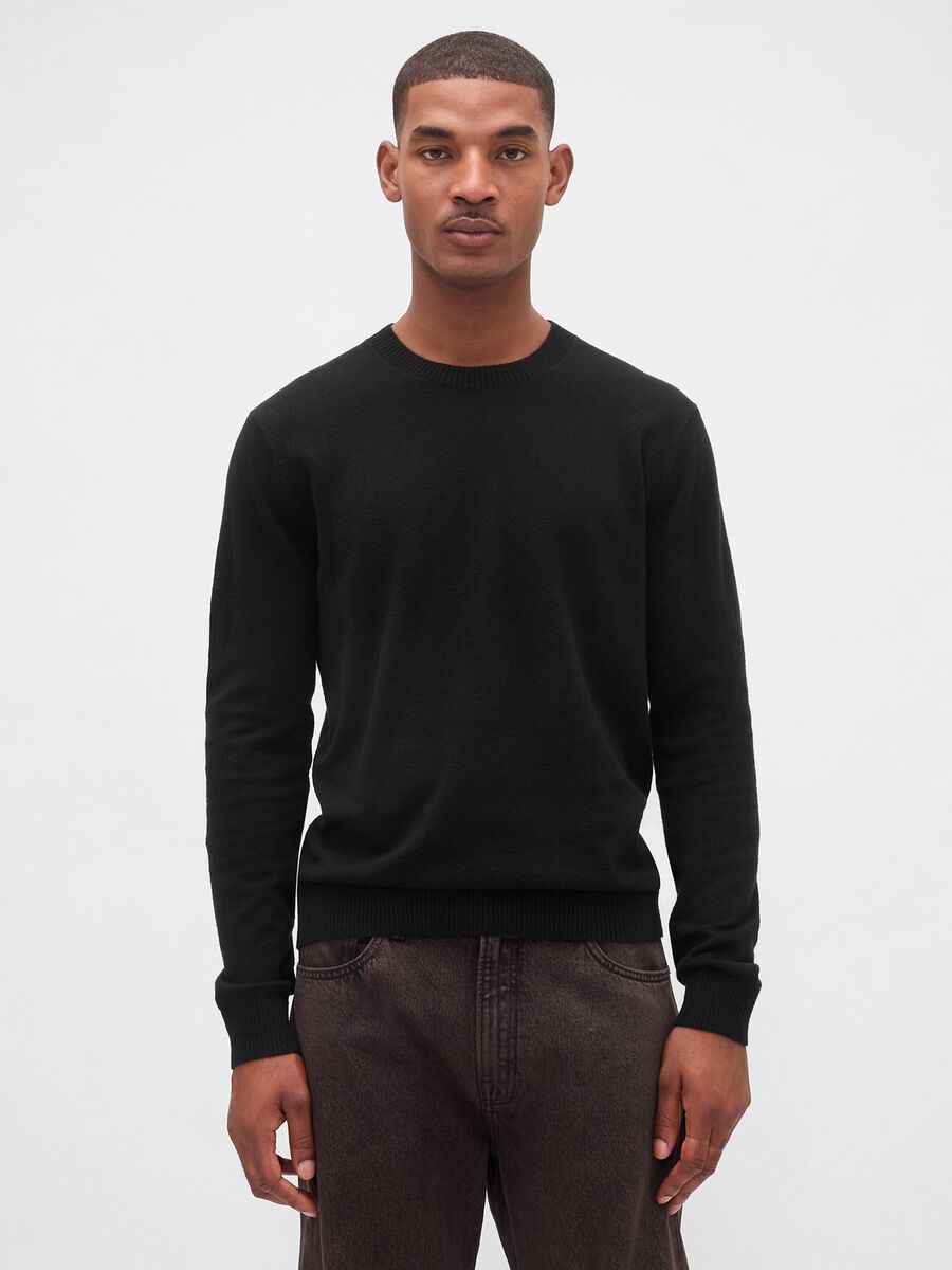 Black sweater in cotton blend_0
