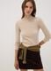 Beige ribbed viscose-blend top with high neck_0