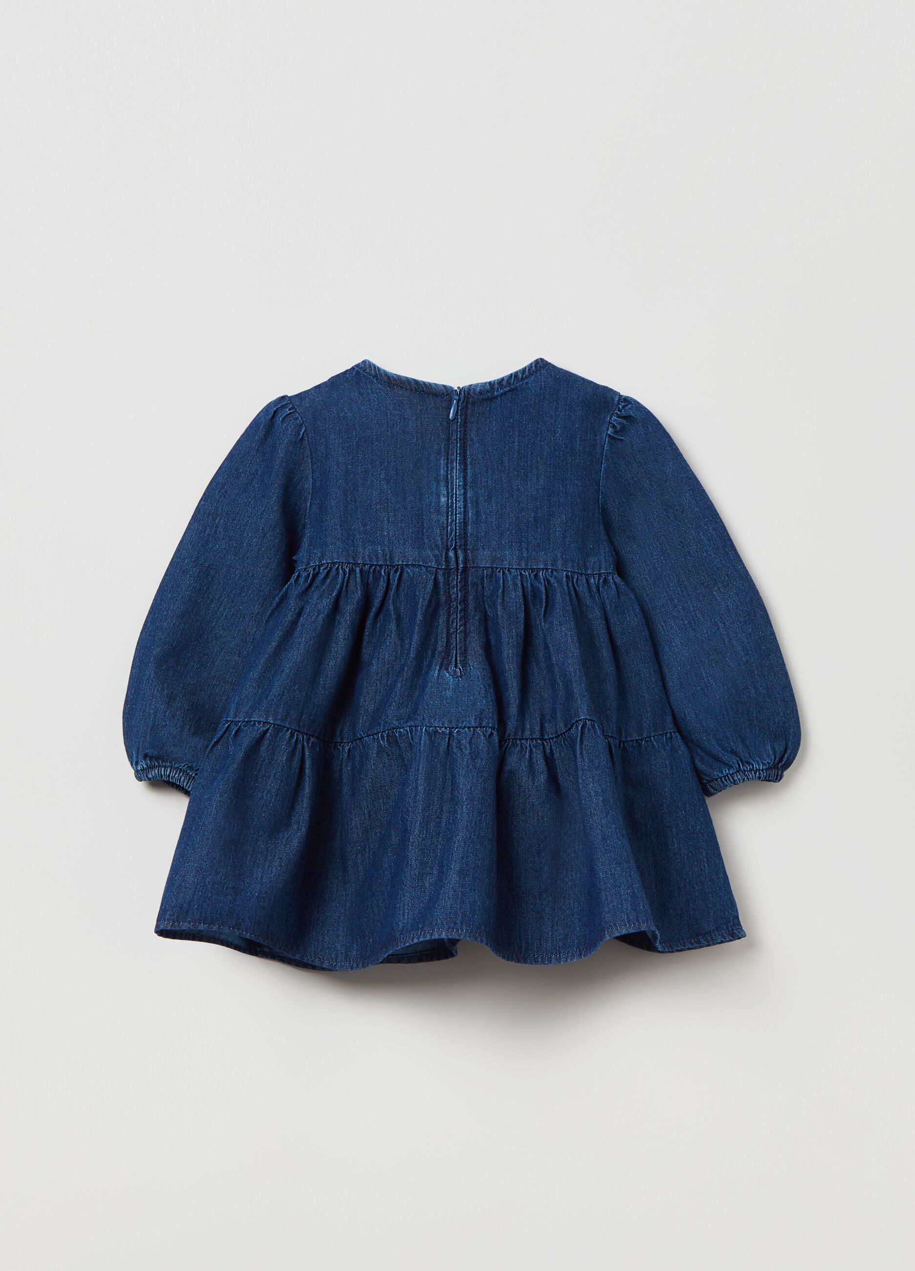 Flounced denim dress