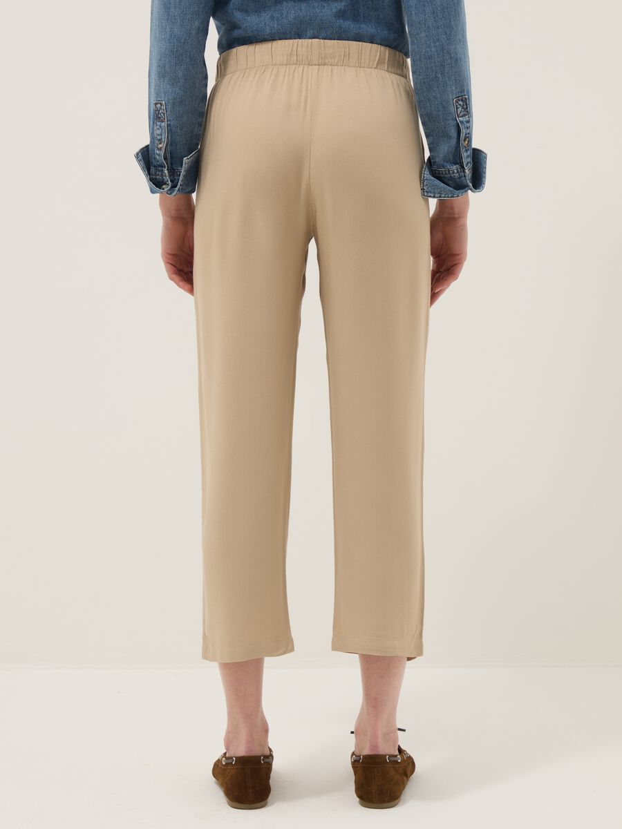 Beige Pure Viscose Jogger Trousers Regular Fit_2