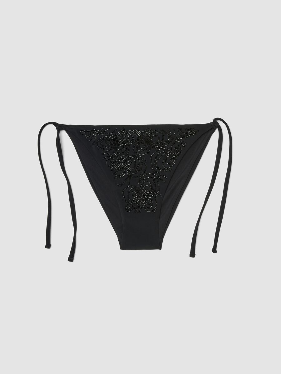 Black stretch bikini bottoms with decorative beads_4