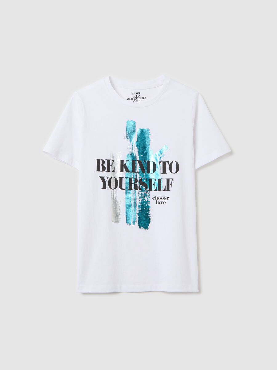 Black cotton T-shirt with foil print_4