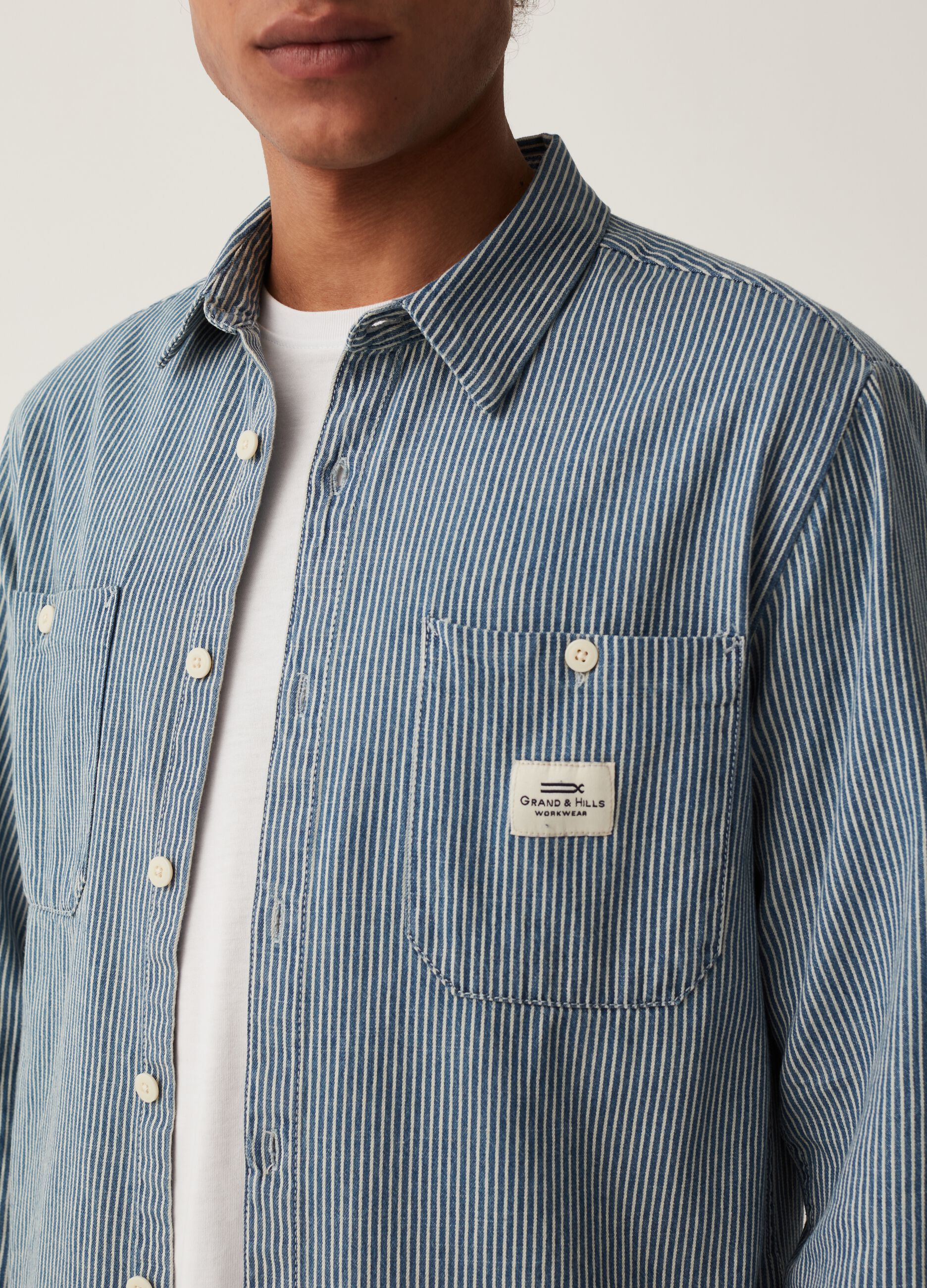 Camicia workwear in cotone a righe Grand&Hills_3