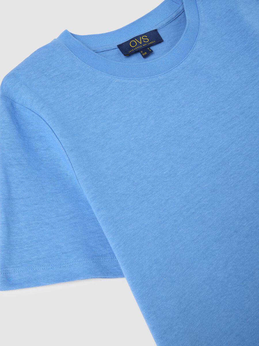 Blue cotton and linen T-shirt_1