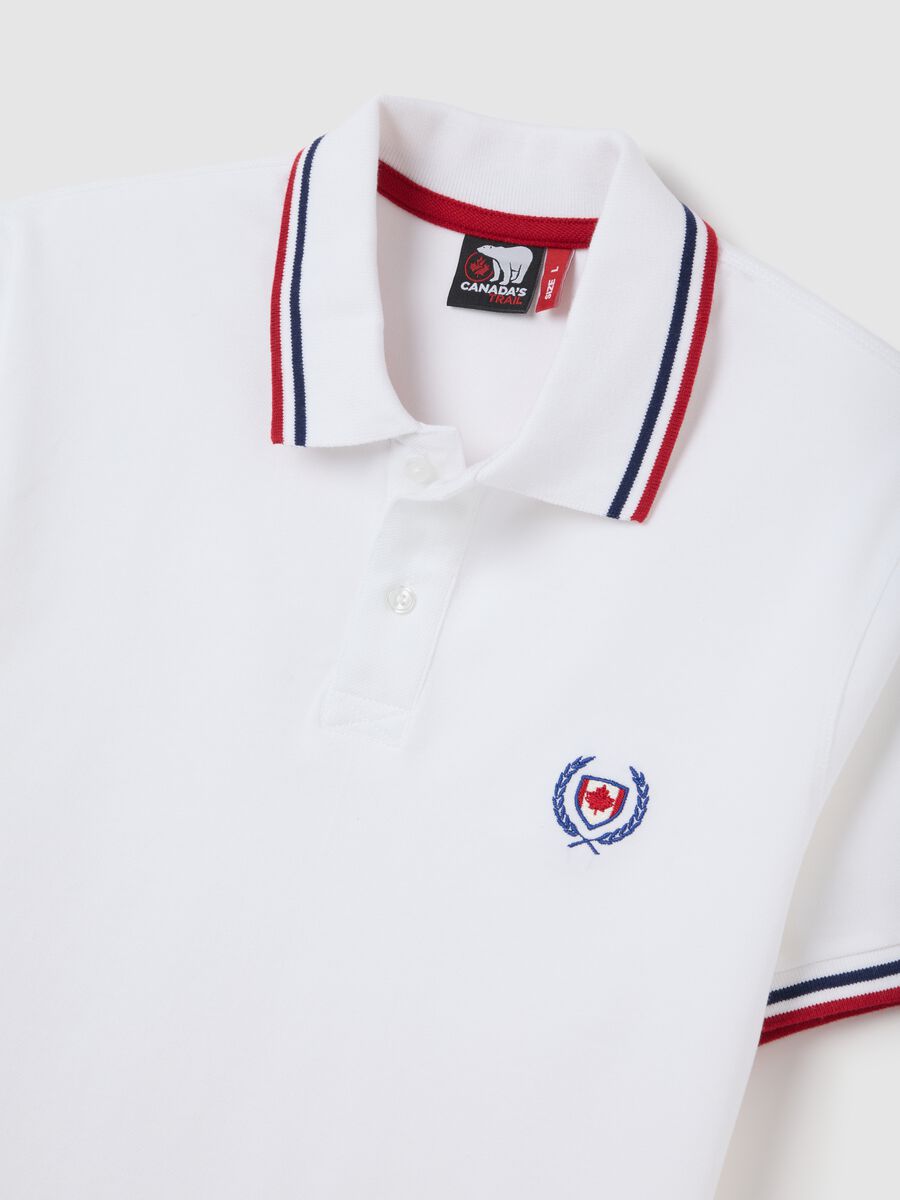 White short sleeve cotton polo Canada'S Trail_5