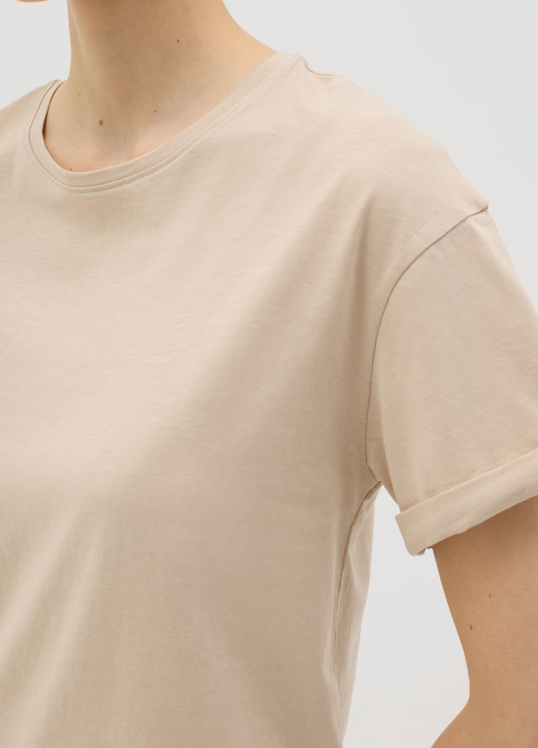 T-shirt in cotone boxy fit beige
