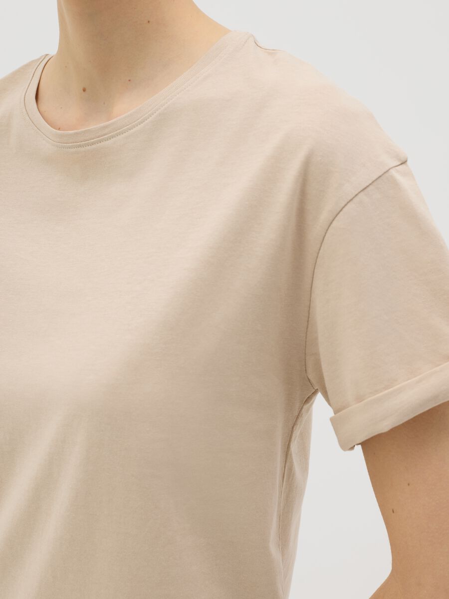 Beige boxy-fit T-shirt in cotton_3