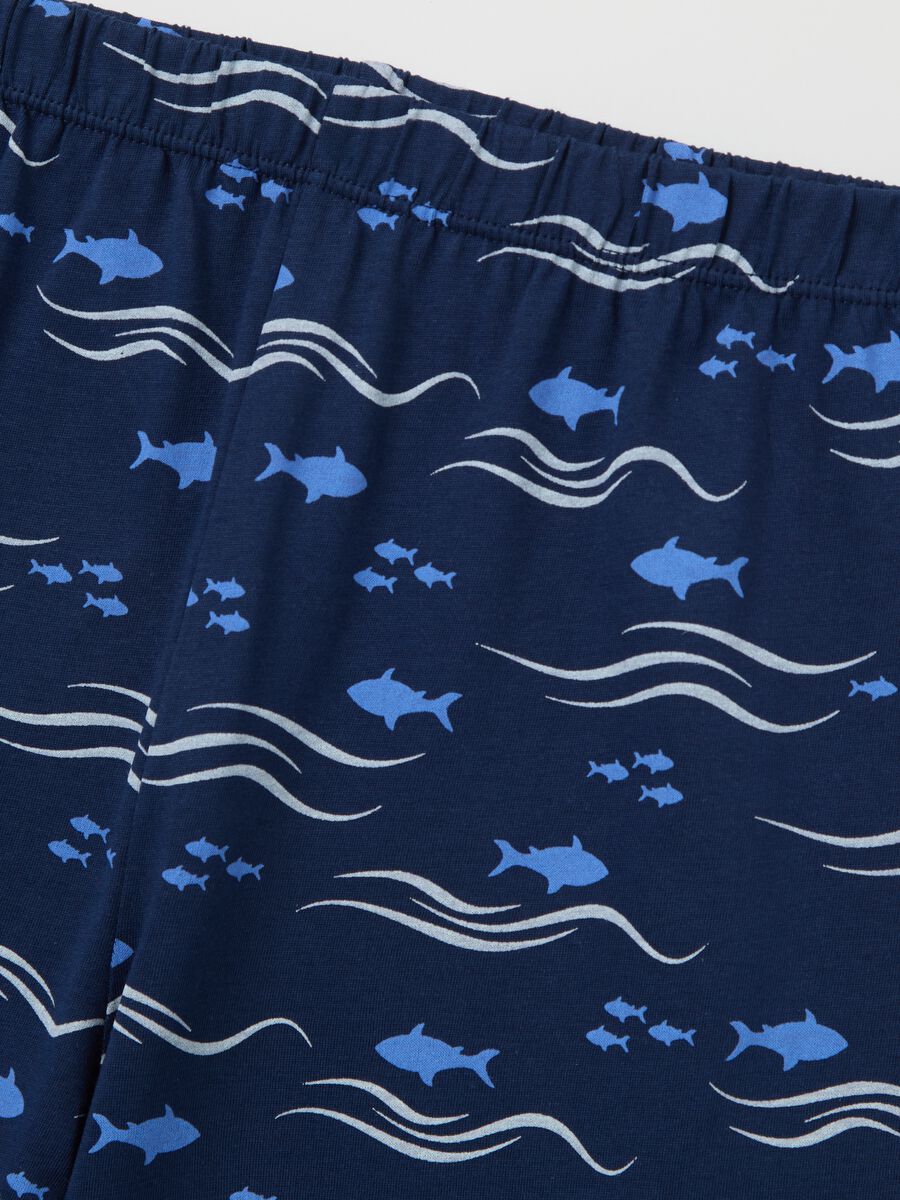 Blue pyjamas in cotton with fish print_3