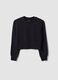 Black sweatshirt in organic cotton and viscose blend with ribbed collar_3