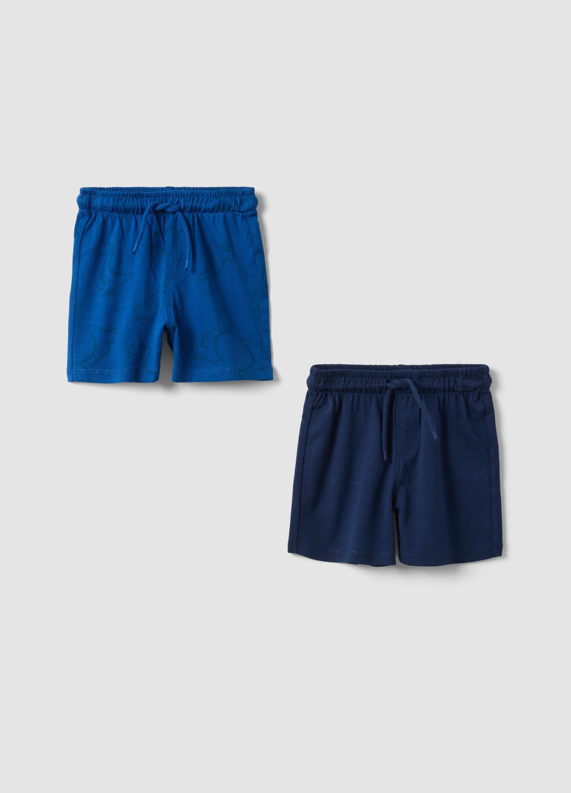 Boys&rsquo; pure cotton blue shorts 2-pack, regular fit