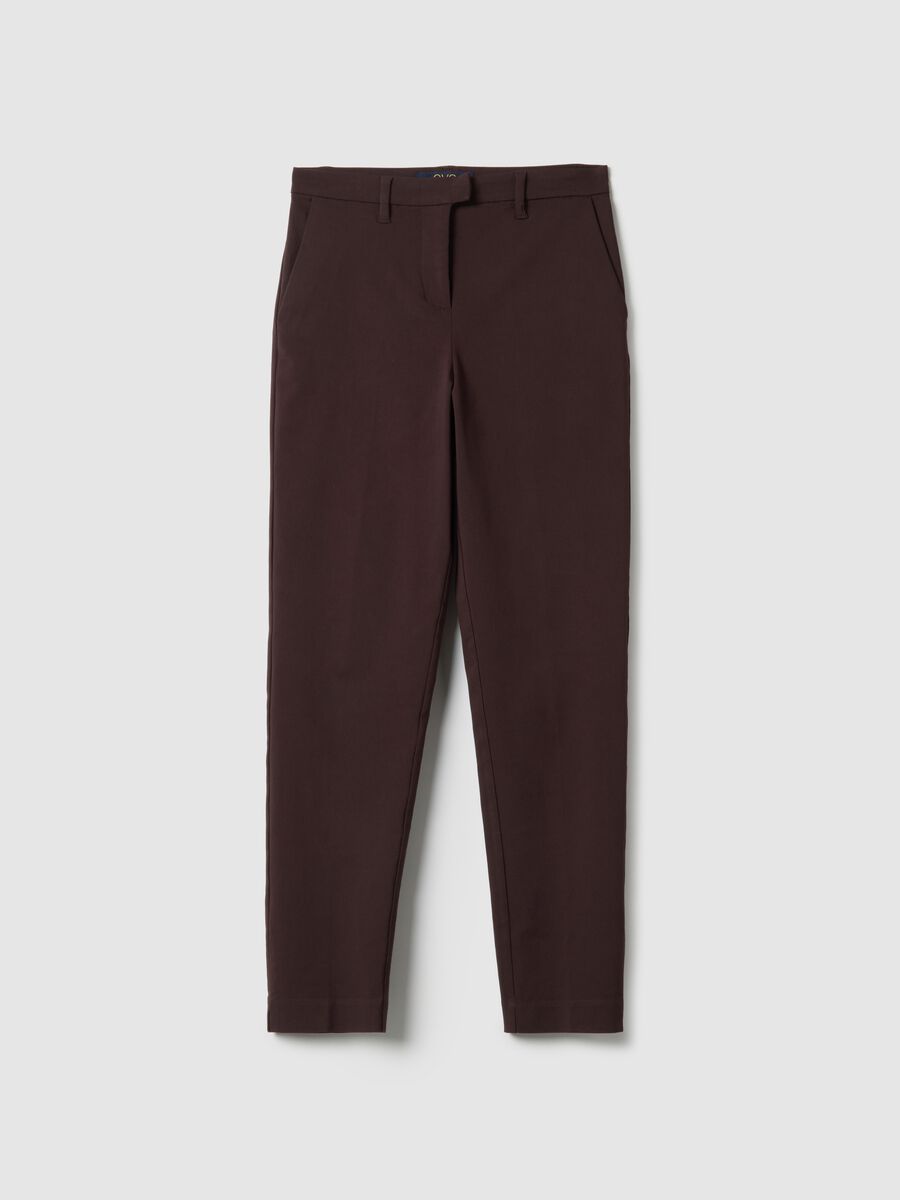 Brown slim fit chino trousers_4