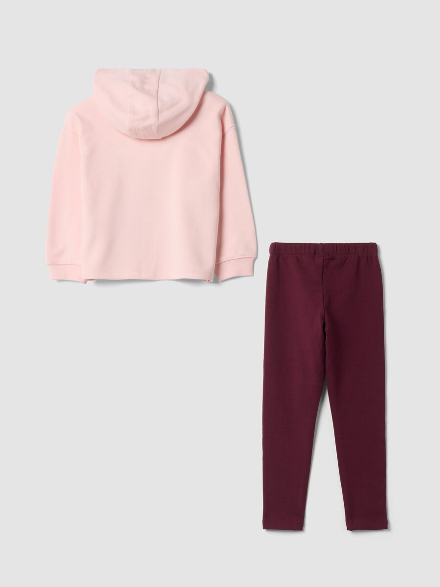 Pink cotton-blend set with hood and Stitch print_1