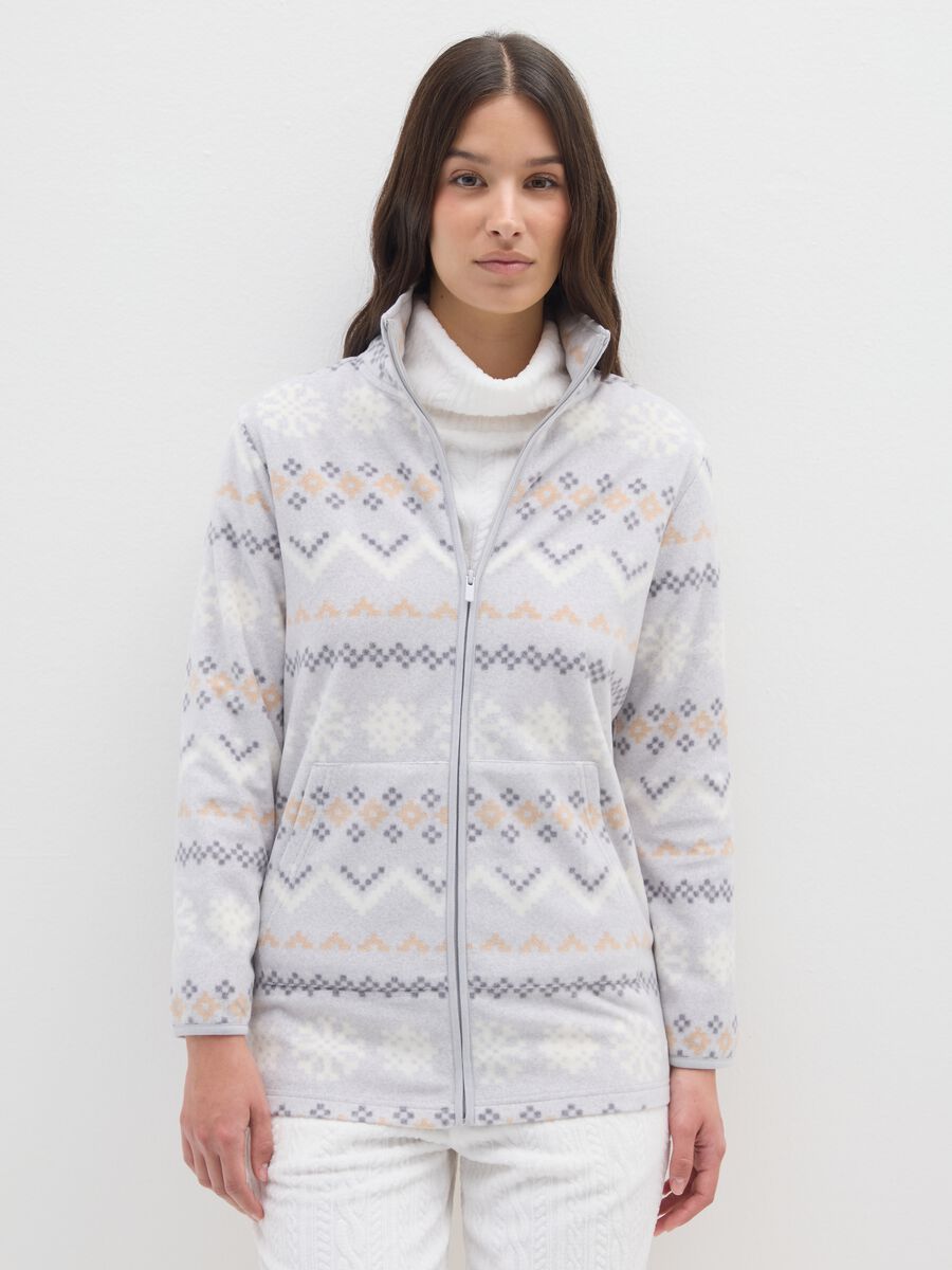 Grey robe with zip and pockets_1