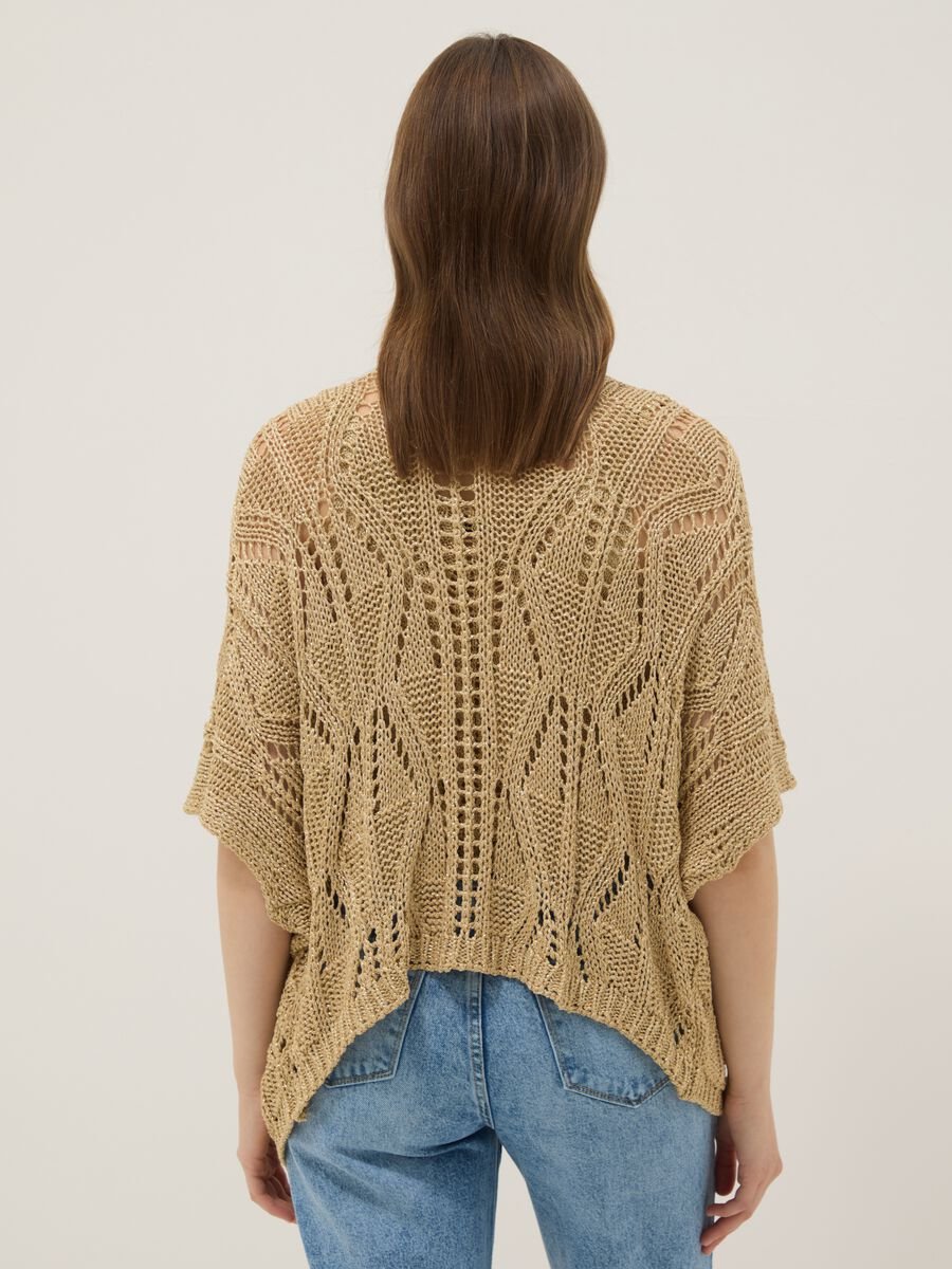 Cardigan beige in misto viscosa traforato_2