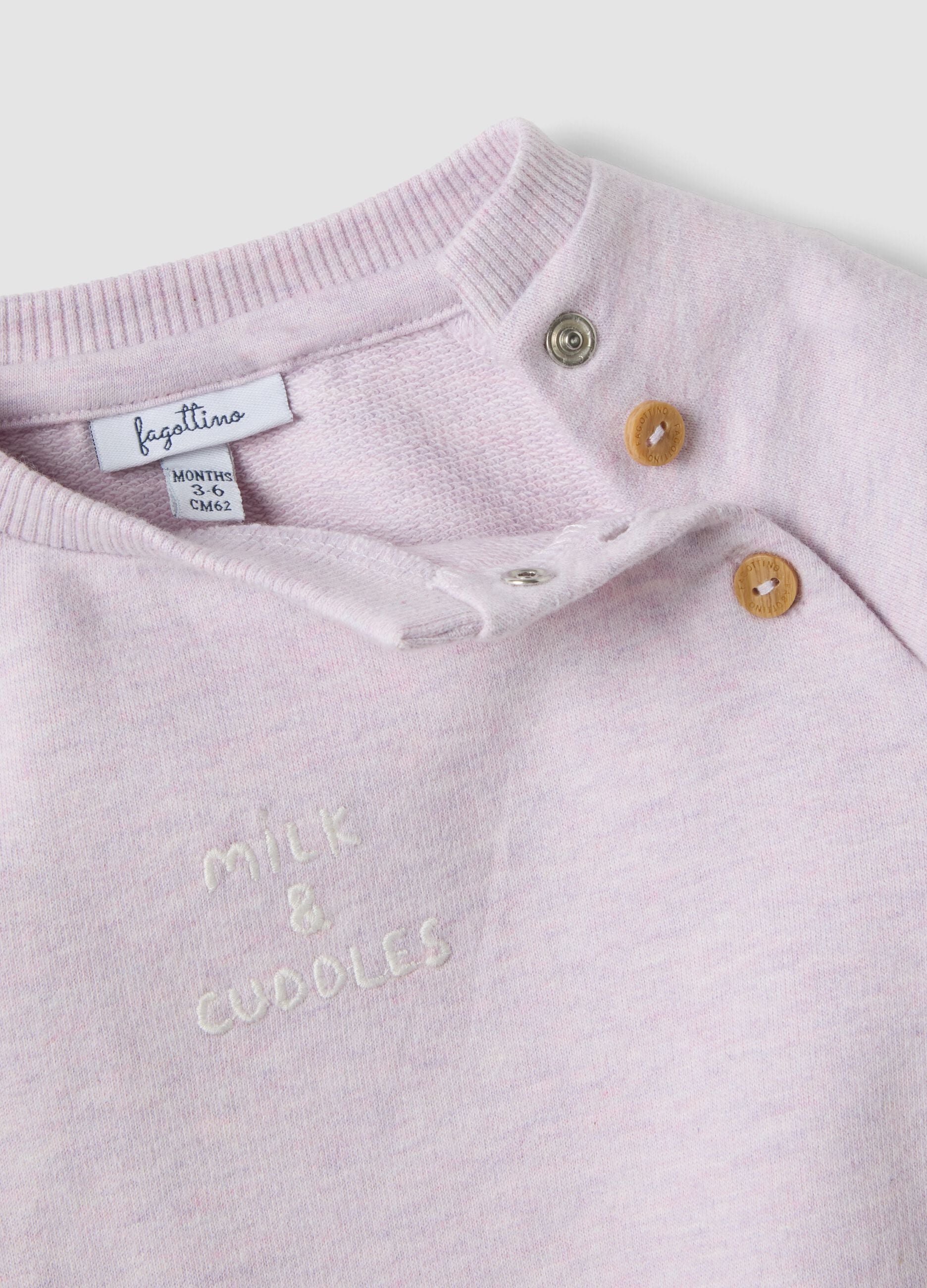 Purple organic cotton sweatshirt and leggings set for baby girl