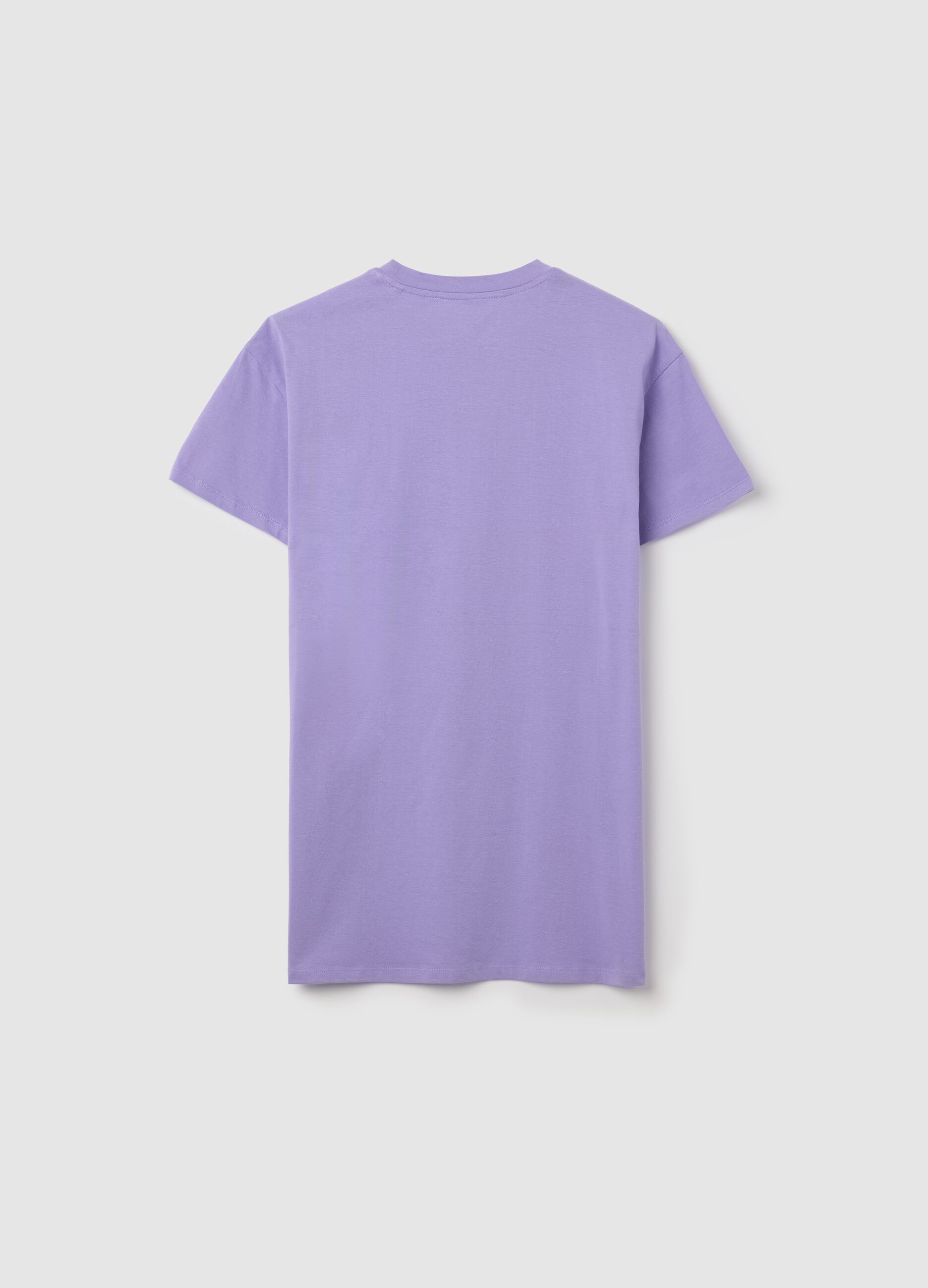 Purple Cotton Nightdress with Stitch Print