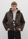 Brown cotton blend regular fit heavy parka jacket with zip_2