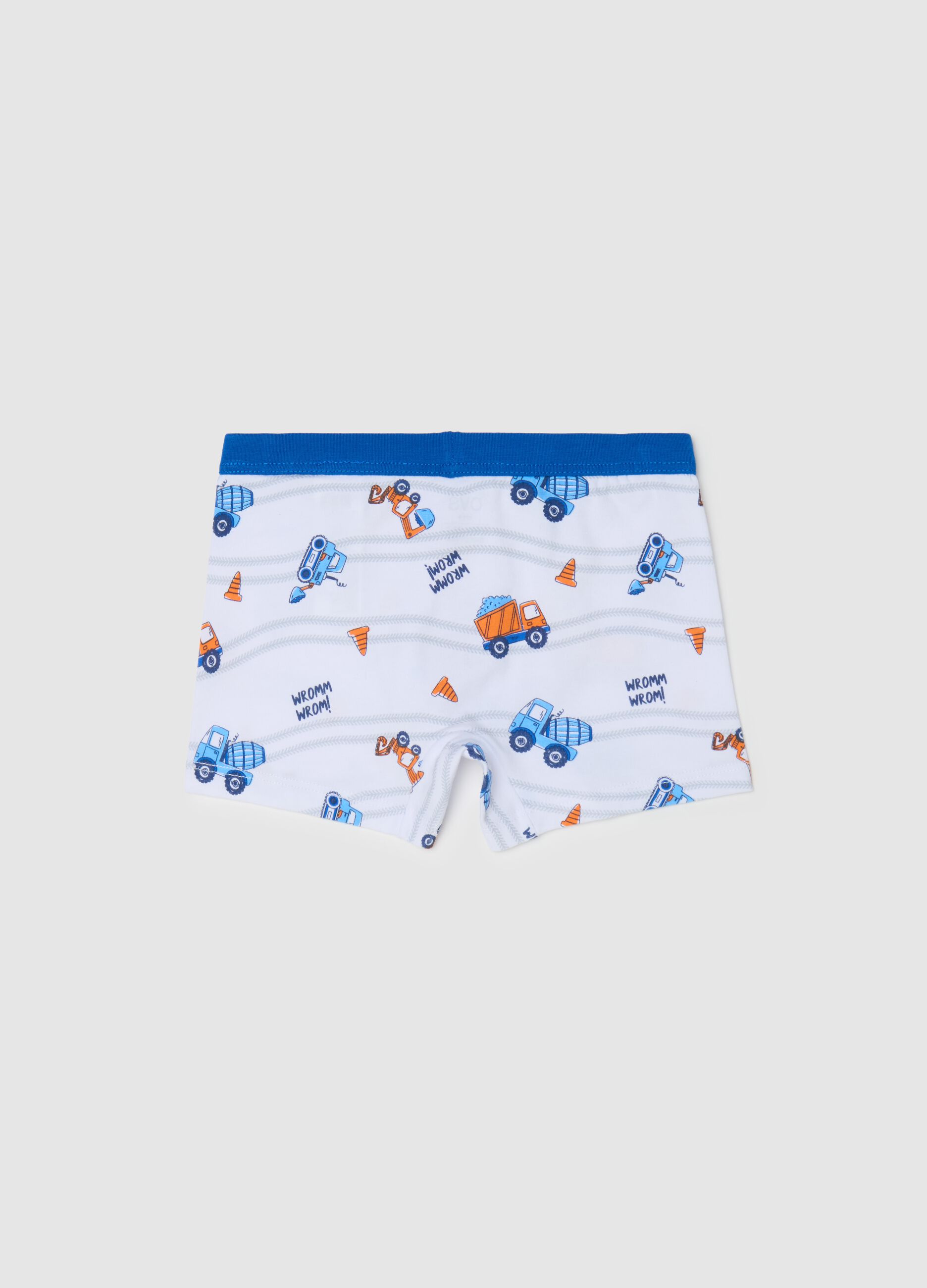 Boxer in cotone stretch con stampa macchine da lavoro 
