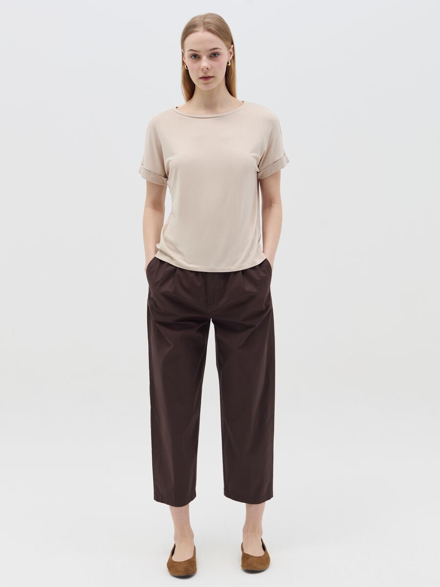 Beige T-shirt with kimono sleeves_1