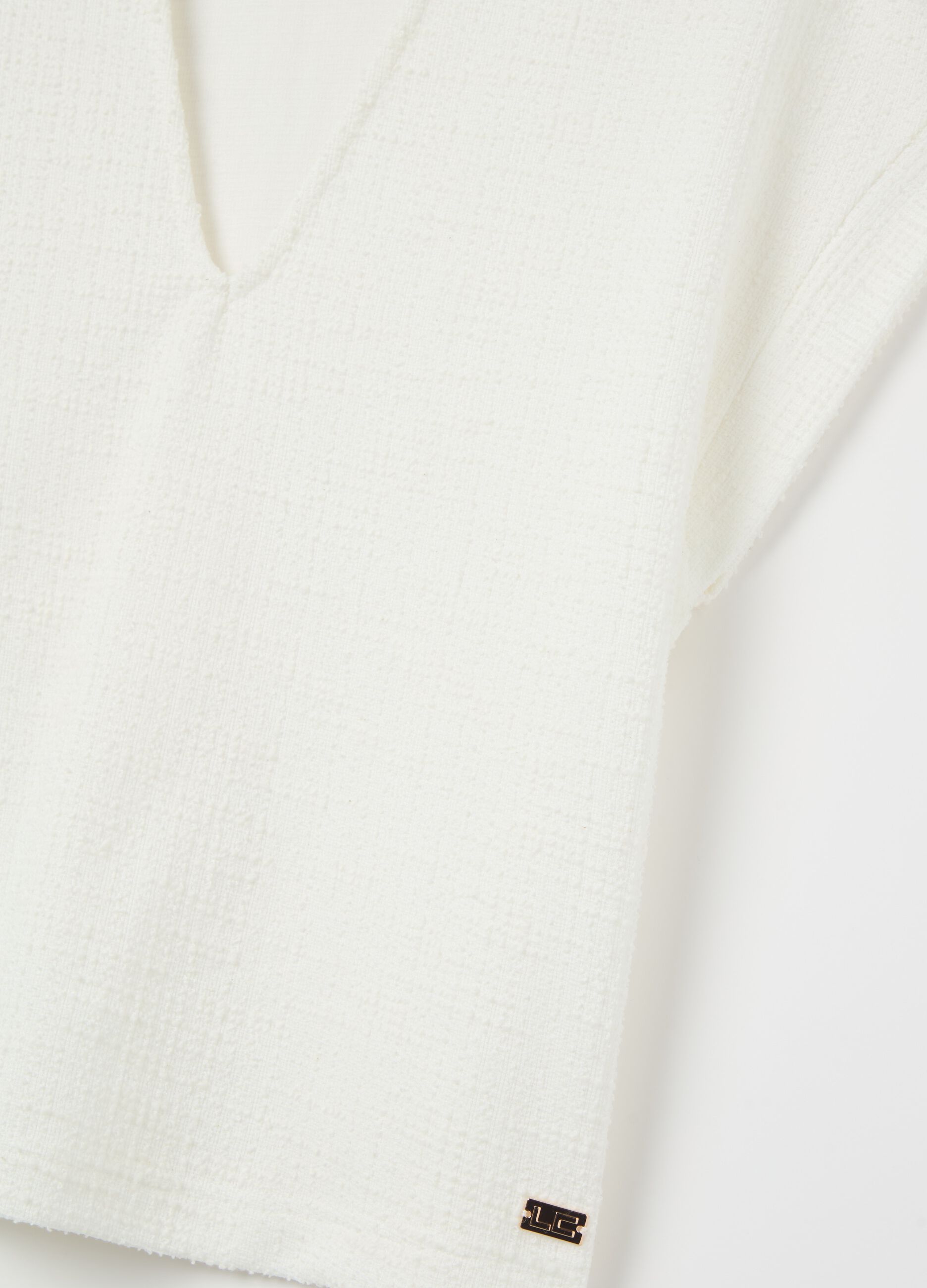 Woven T-shirt with kimono sleeves