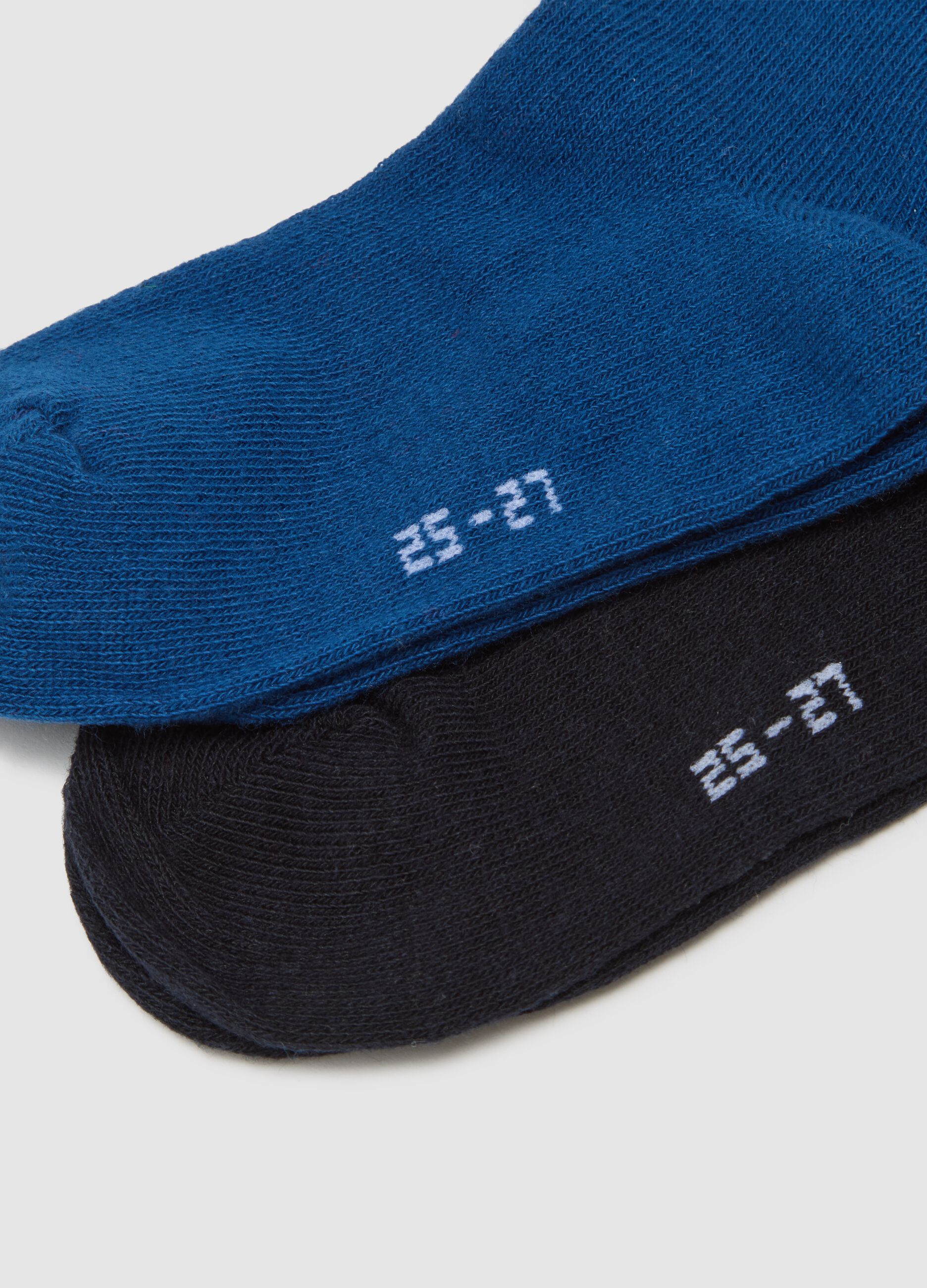 Long blue cotton blend socks for boys