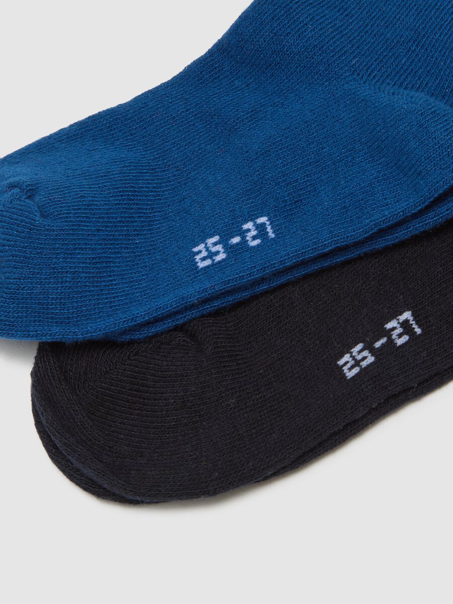 Long blue cotton blend socks for boys_1