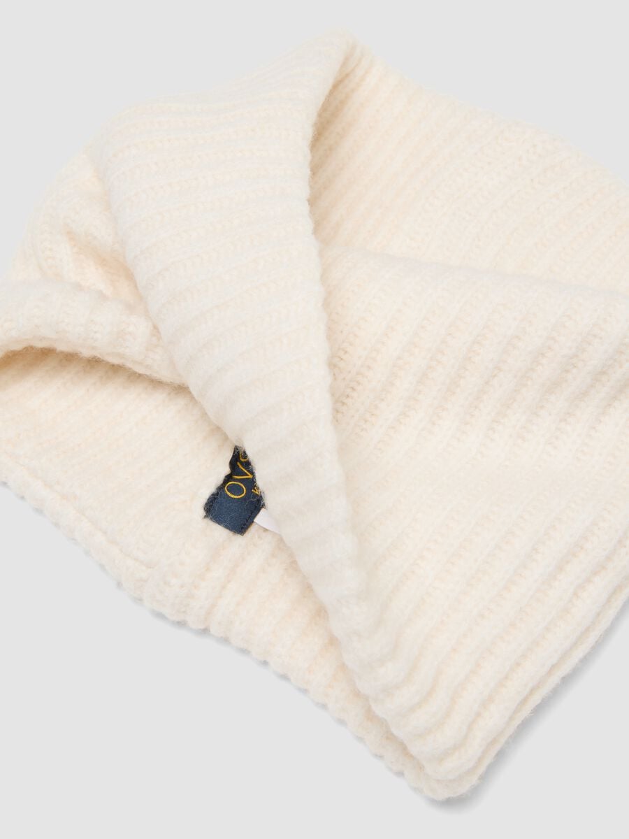 White ribbed wool-blend scarf_1