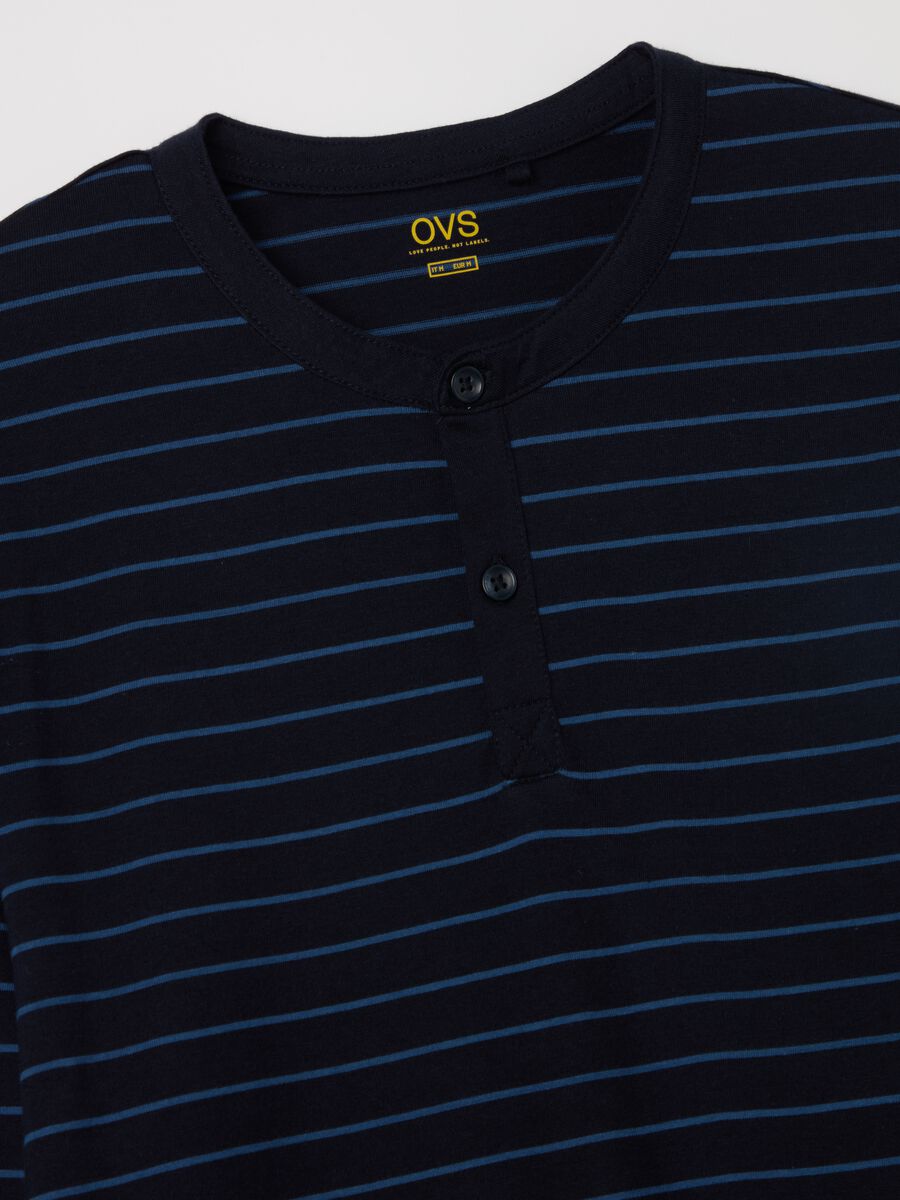 Striped pyjama top with granddad neckline_5