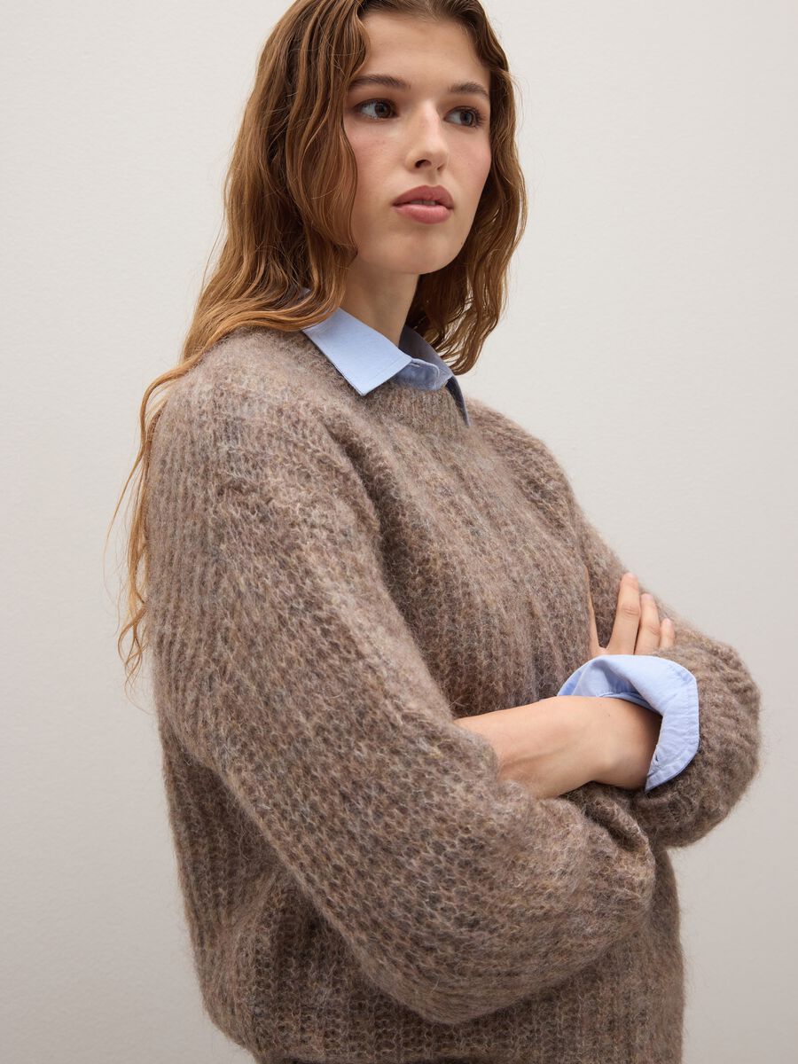 Beige crew neck oversized sweater_1