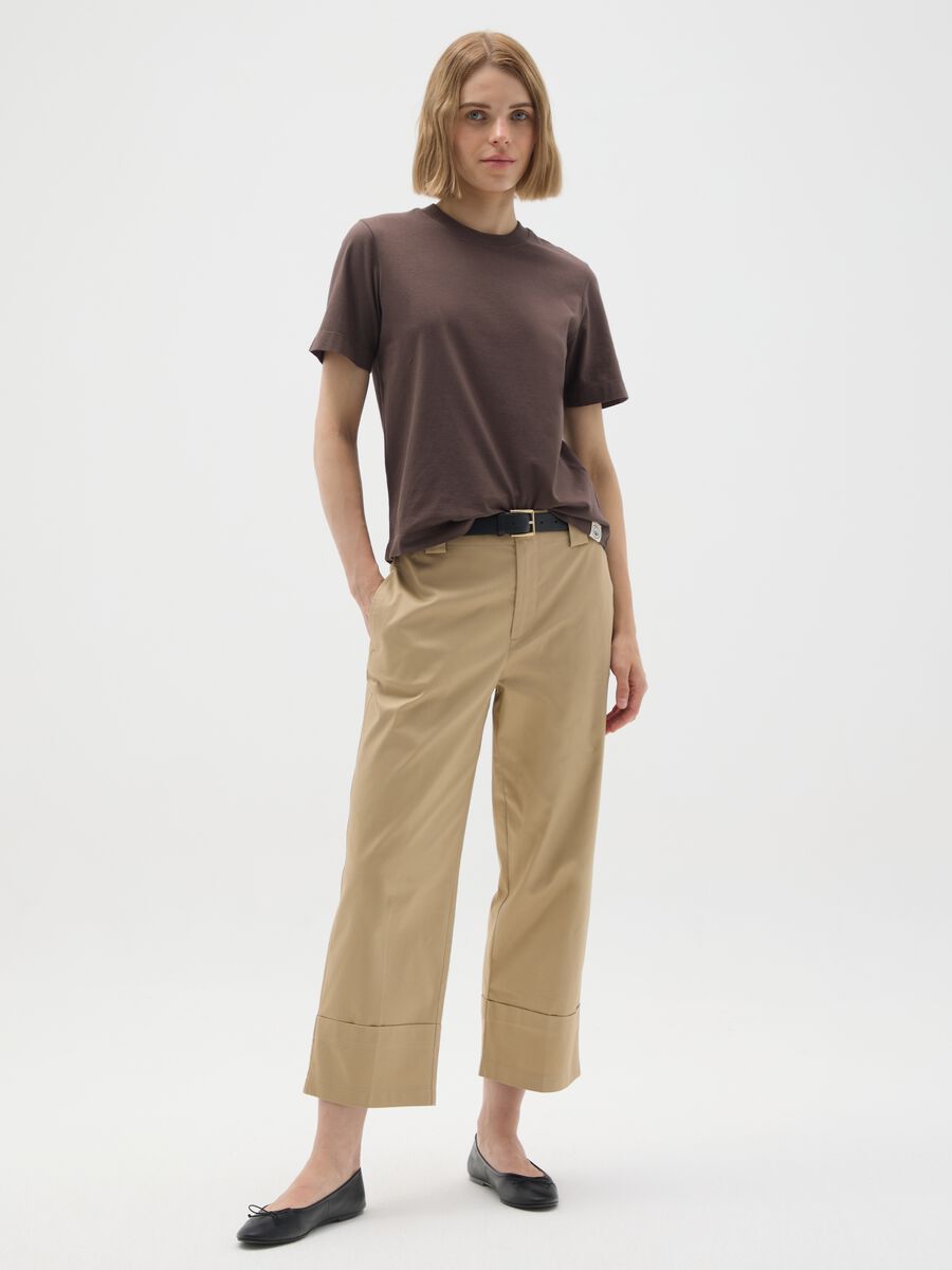 Pantaloni in cotone beige regular fit_0
