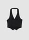 Black cropped vest in stretch striped viscose_5