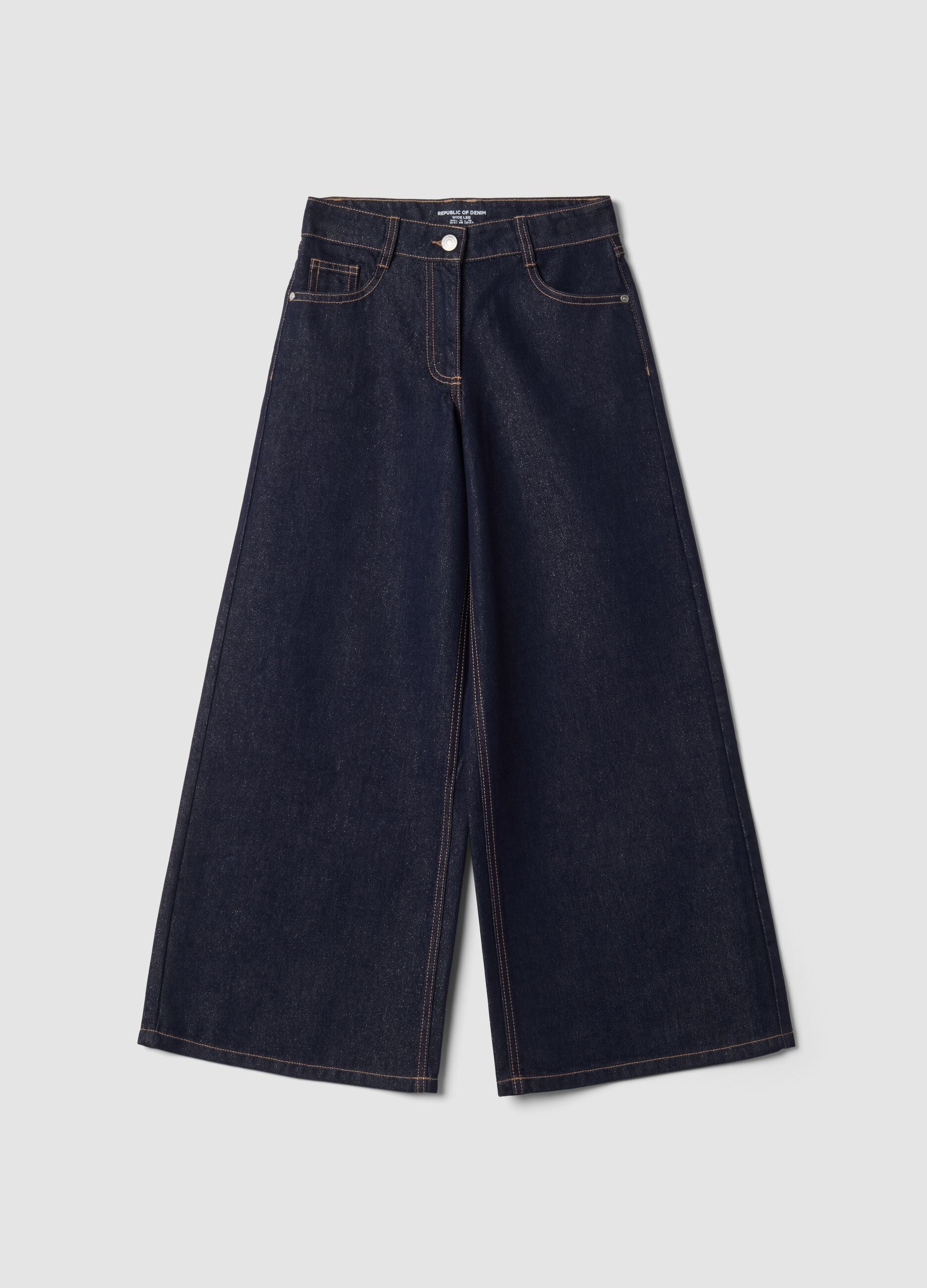Jeans blu wide leg in misto cotone e lyocell