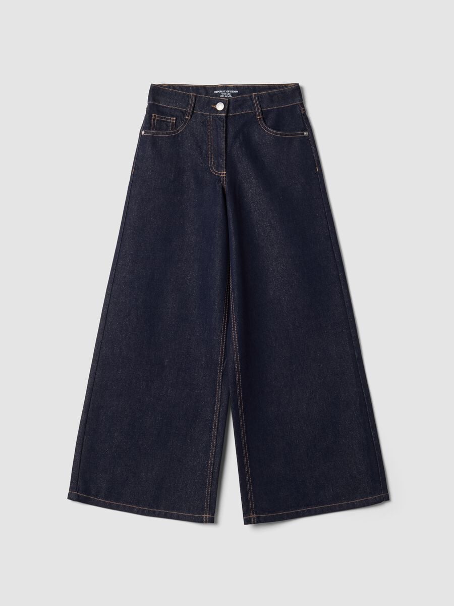 Jeans blu wide leg in misto cotone e lyocell_3