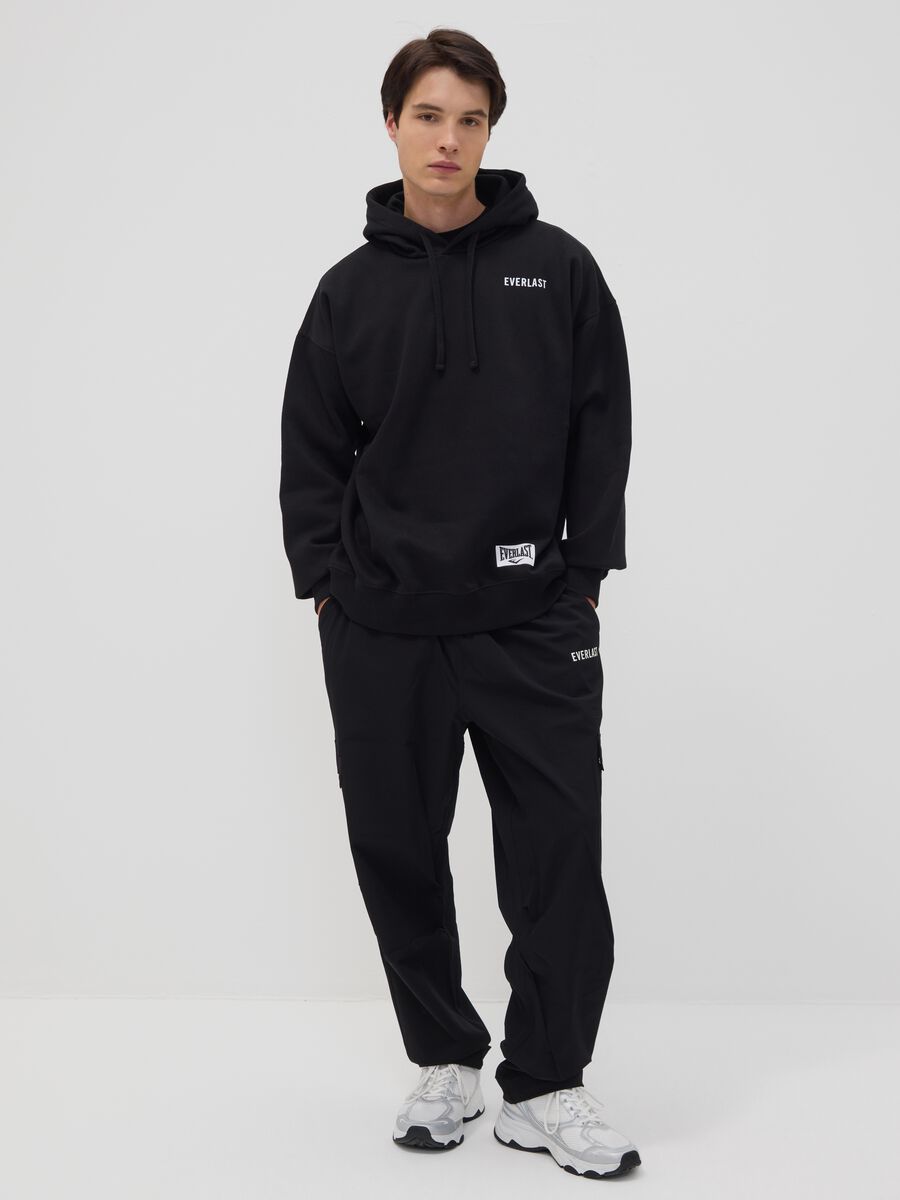 Black cotton-blend hoodie with logo_2