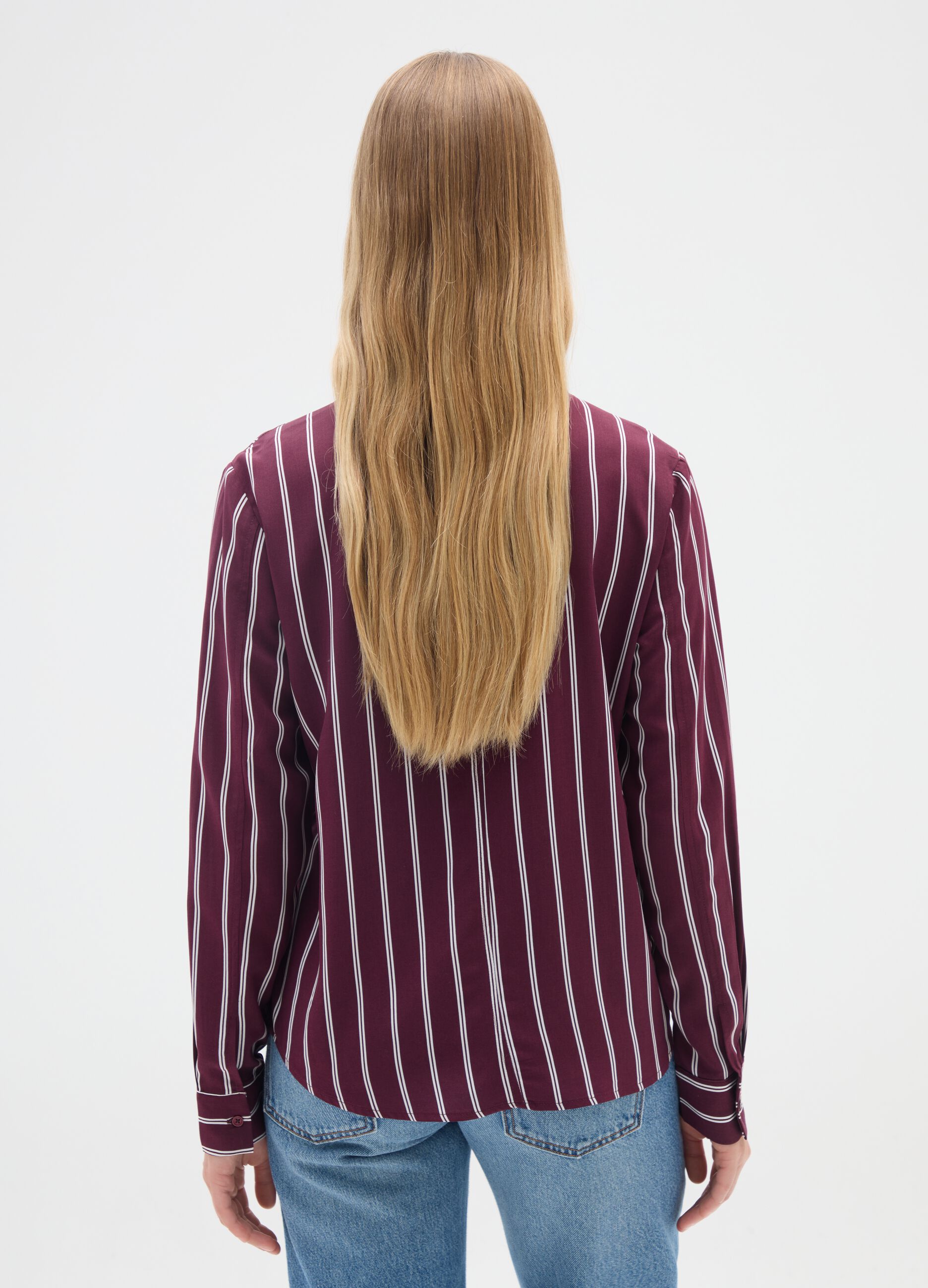 Bordeaux Striped Viscose Shirt