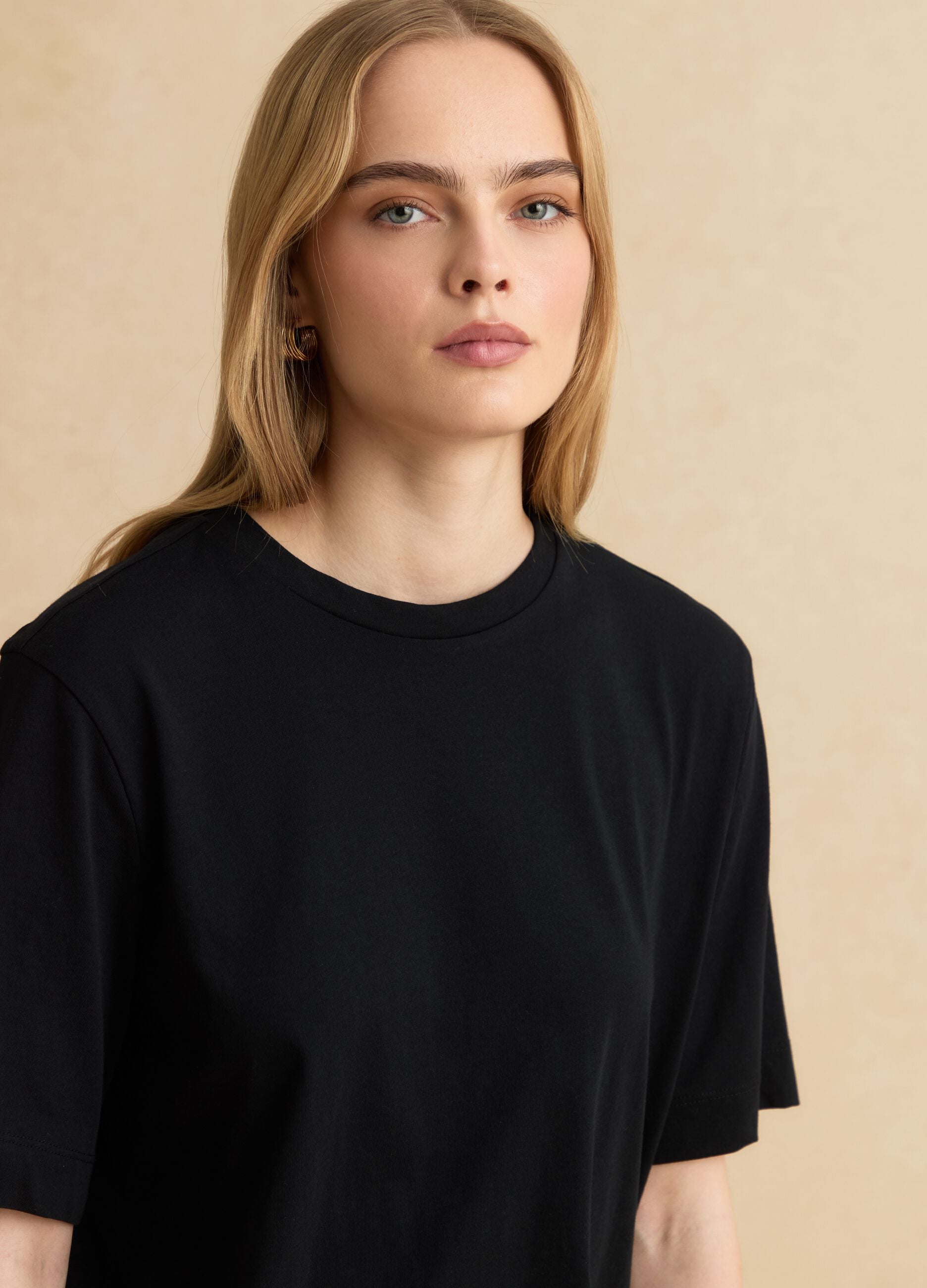 Black pure cotton short-sleeve T-shirt