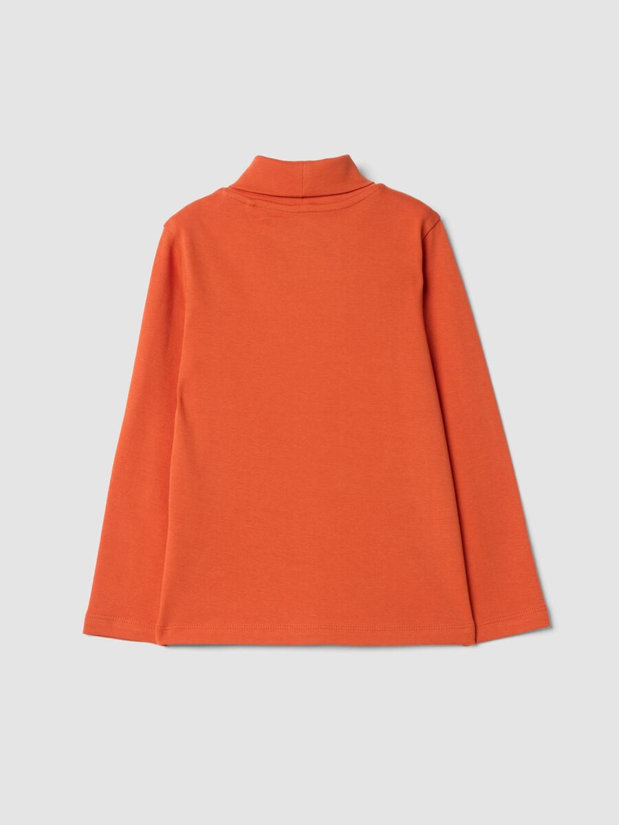 Maglia arancione in puro cotone organico con dolcevita_1
