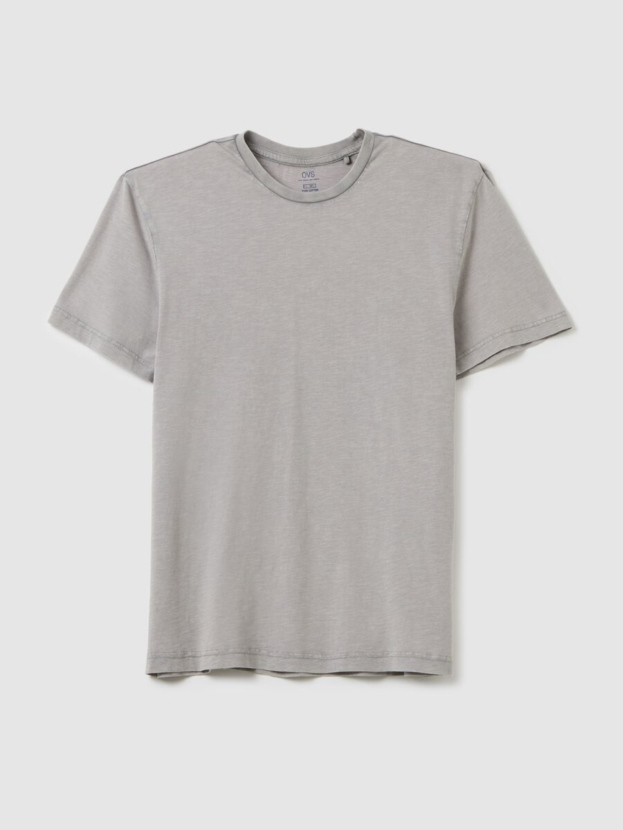 Men's grey pure cotton T-shirt regular fit_4