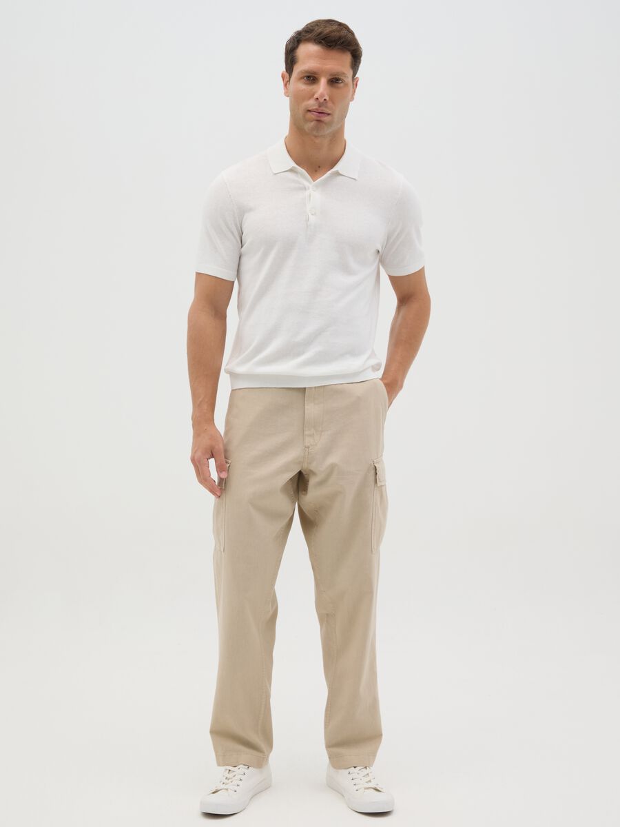 Ovs Regular Cargo Trousers in Linen and Cotton_0