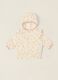 White baby girl hooded jacket with floral print_0