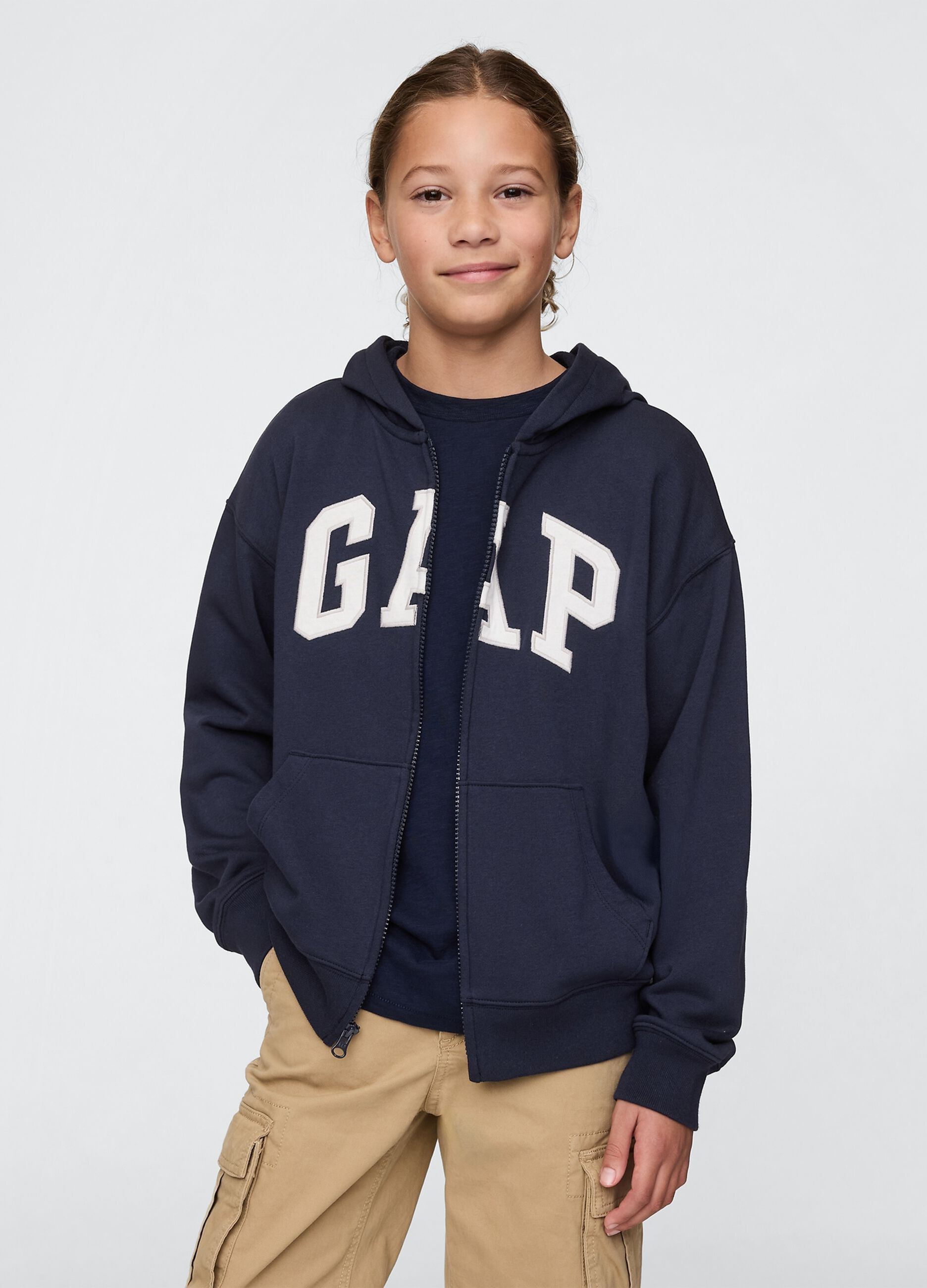 GAP logo hoodie with zip in cotton blend