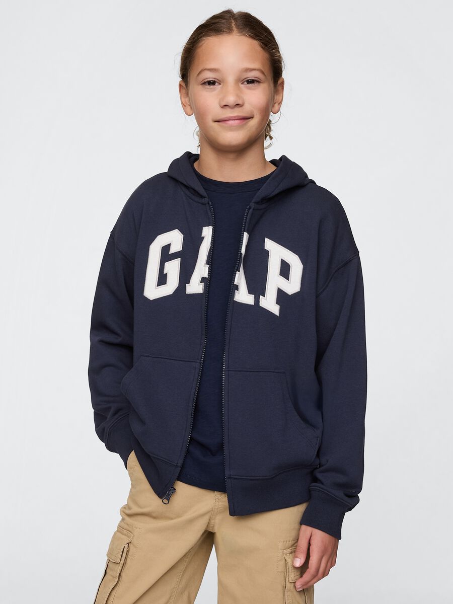 GAP logo hoodie with zip in cotton blend_0