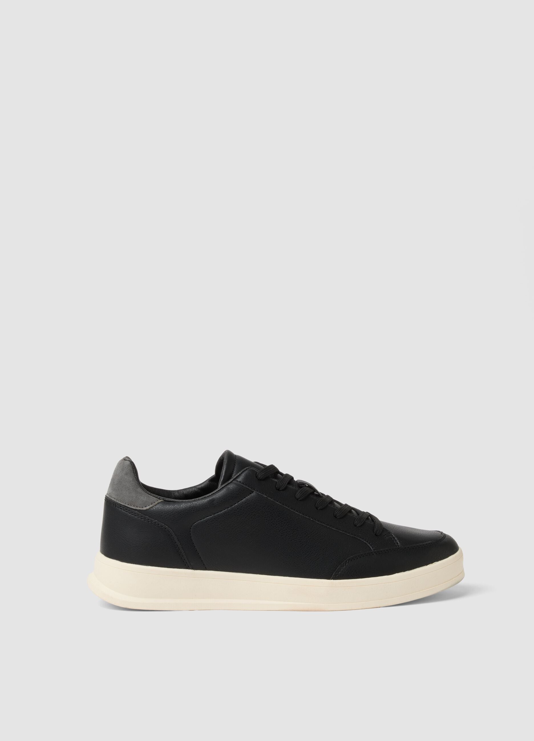 Black casual trainers with grey detail and contrast sole