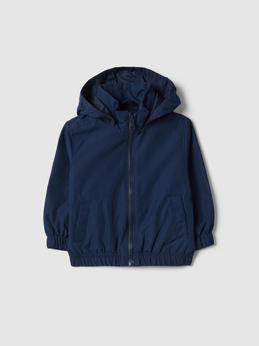Blue waterproof children's jacket, regular fit with zip and hood_0