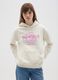 Beige cotton blend regular fit hoodie with Hard Rock Cafe logo_0