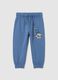 Baby blue regular fit jogger trousers in pure cotton_0