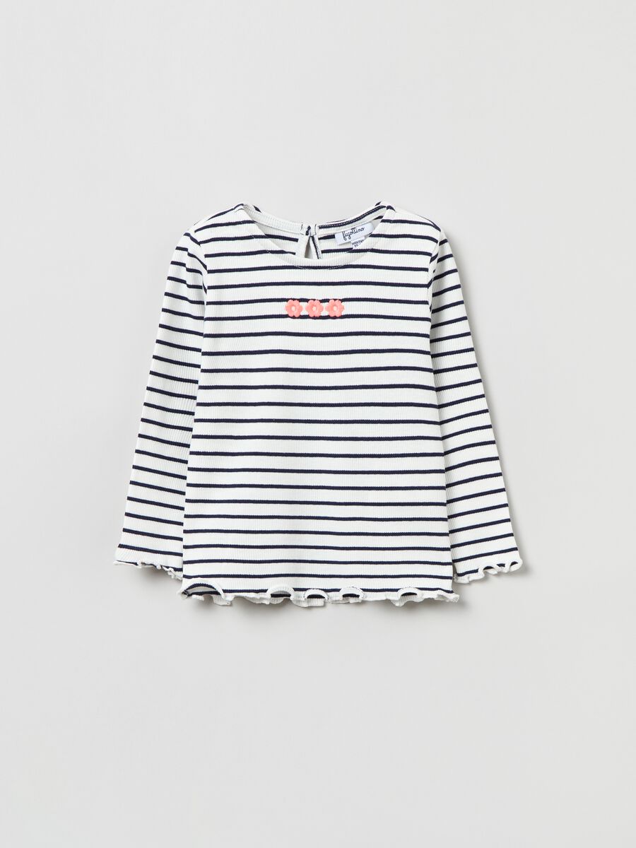 T-shirt in cotone stretch a righe_0